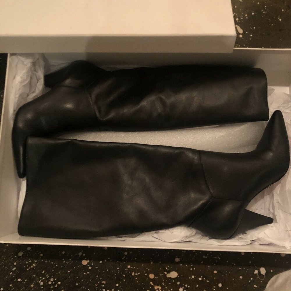 Black Suede Studio Karla Boots Black Heel Pointed 38.5 $450 - Picture 7 of 10